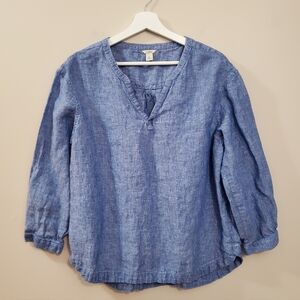 L.L. Bean - Premium Washable Linen Shirt Splitneck - Size L